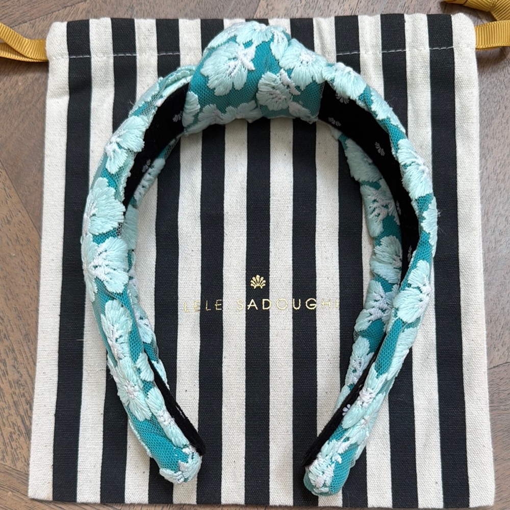 Lele Sadoughi Blue and White Knotted Hair Accessory